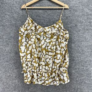 Gap Blouse Women 2XL Yellow Floral  Spaghetti Strap Pullover